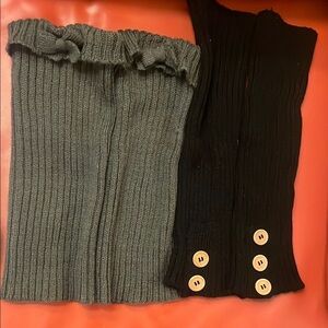 Gray and Black Knit Leg/Boot Warmers with Button Detail*lot of 5 pairs****